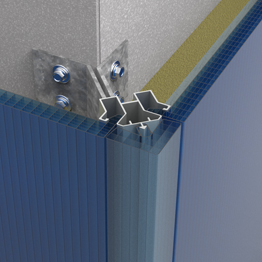 dettaglio della soluzione angolare realizzata con i profili 4588 e 2550