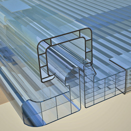 dettaglio della partenza della pannellatura unendo il pannello al profilo 2179 tramite il coprigiunto 2146