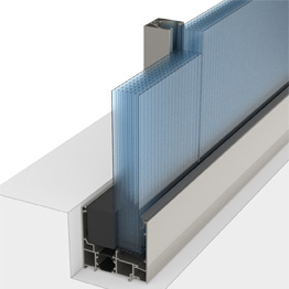 tamponamento a parete in arcoPlus9327 con profilo base a taglio termico 4800+4809, montante 4243, tampone e guarnizione (9207)