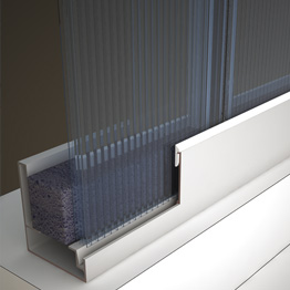 dettaglio dell'appoggio inferiore di tamponamento verticale con profilo 4140, guarnizione e tampone di tenuta (684)