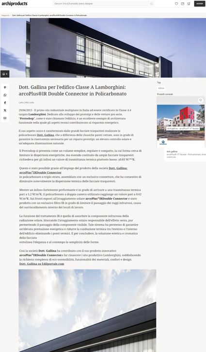 Dott. Gallina per Lamborghini: facciate ad alta efficienza
