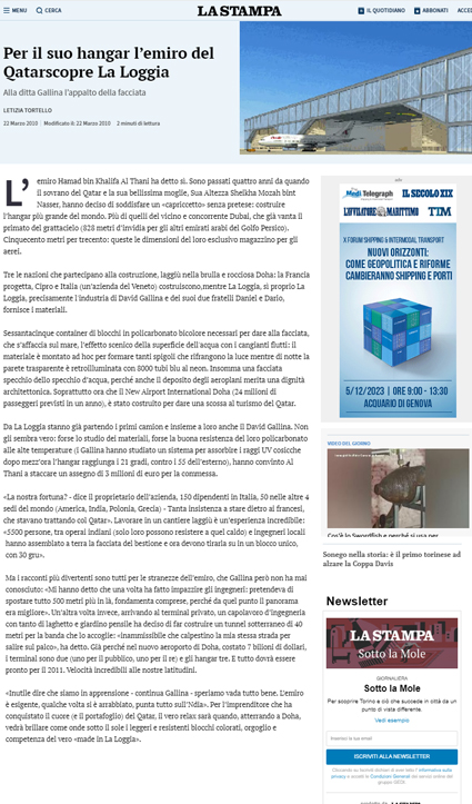 L&rsquo;emiro del Qatar scopre La Loggia
